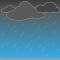 Flat vector illustration of Cloud and rain on dark background